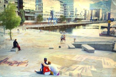 Woman standing in water