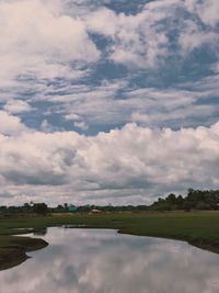 Scenic view of lake against sky