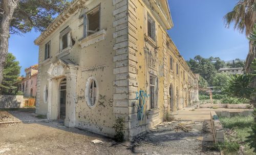View of buildings against clear sky