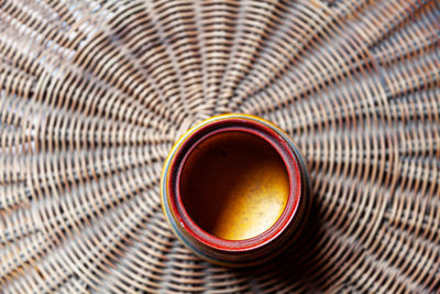 High angle view of coffee cup