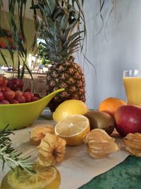 Fruits and vegetables on table