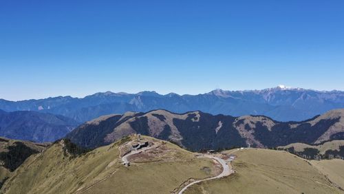 Hehuan main peak at 3417m, background showing mountain ranges in central taiwan.