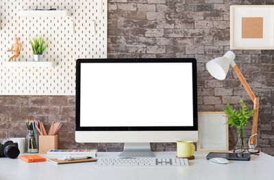 Close-up of computer on desk