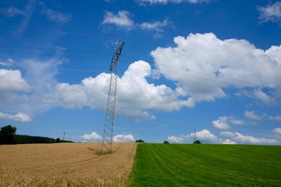 Scenic view of field against cloudy sky