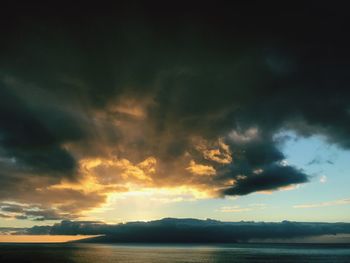 Scenic view of dramatic sky over sea