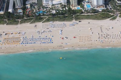 Aerial view of sea and city