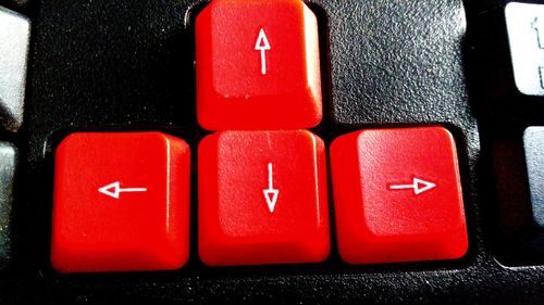 Close-up of red computer keyboard
