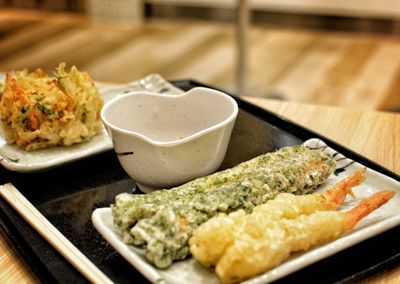 Close-up of meal served in plate