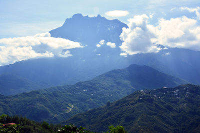 Scenic view of mountains against sky