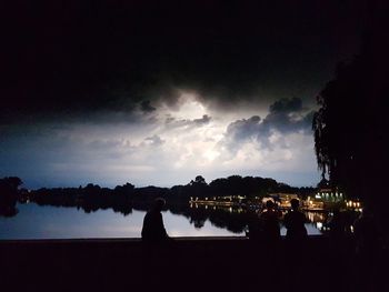 Scenic view of lake against cloudy sky