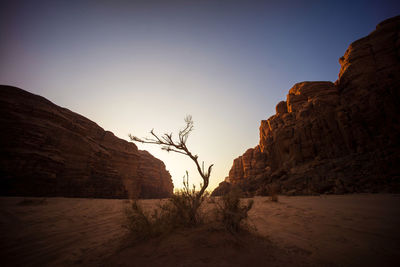 Scenic sunset in wadi rum