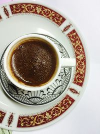 High angle view of coffee on table