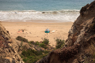 High angle view of beach against sky