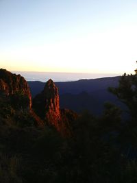 Scenic view of mountains against clear sky