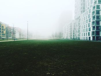 Built structure in foggy weather