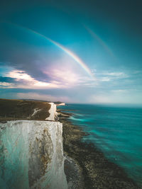 Scenic view of double rainbow 