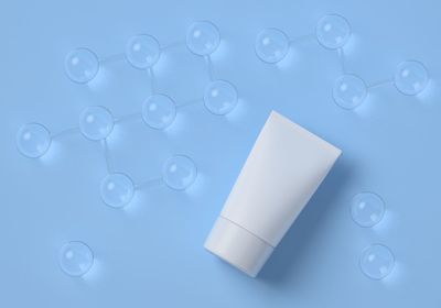 Close-up of bubbles against blue background