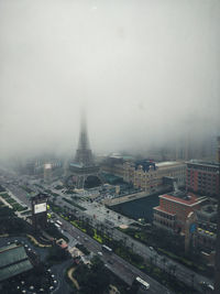 High angle view of buildings in city