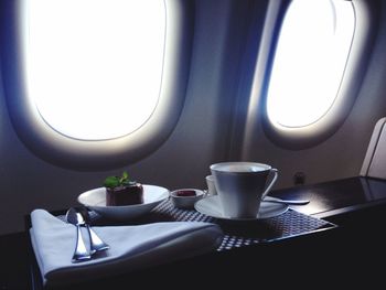 Close-up of airplane window