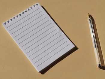 High angle view of pen on table