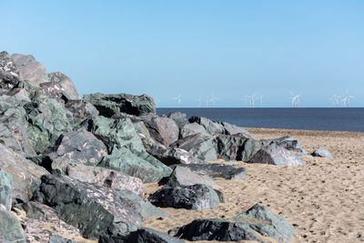 Scenic view of sea against clear sky