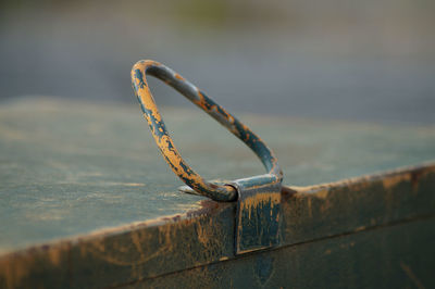 Close-up of rusty metal handle