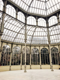 Low angle view of skylight in building