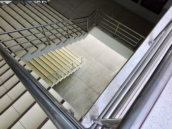 High angle view of spiral staircase of building