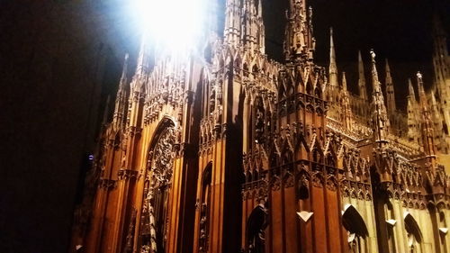 Low angle view of illuminated built structure