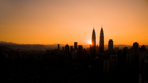 View of cityscape at sunset