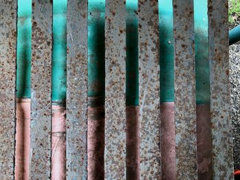 Full frame shot of rusty metallic fence