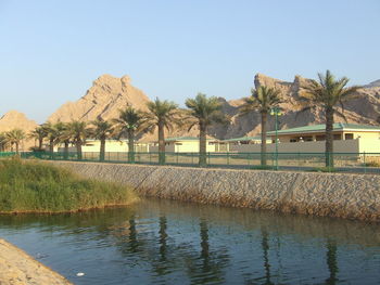 Scenic view of lake against clear sky