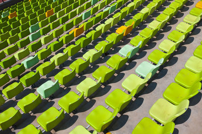 High angle view of empty chairs