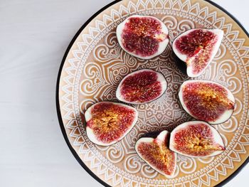 High angle view of breakfast on table