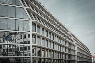 Low angle view of modern building against sky