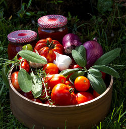 Close-up of fresh fruits in basket