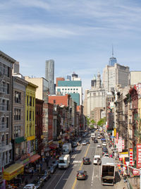Aerial view of chinatown in new york