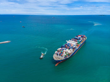 High angle view of seascape against sky