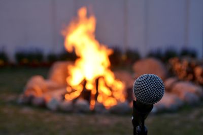 Close-up of fire pit