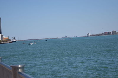 Scenic view of sea against clear sky