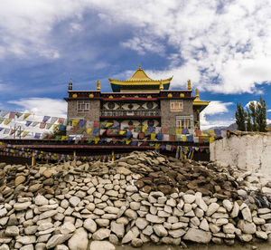 Low angle view of temple against sky