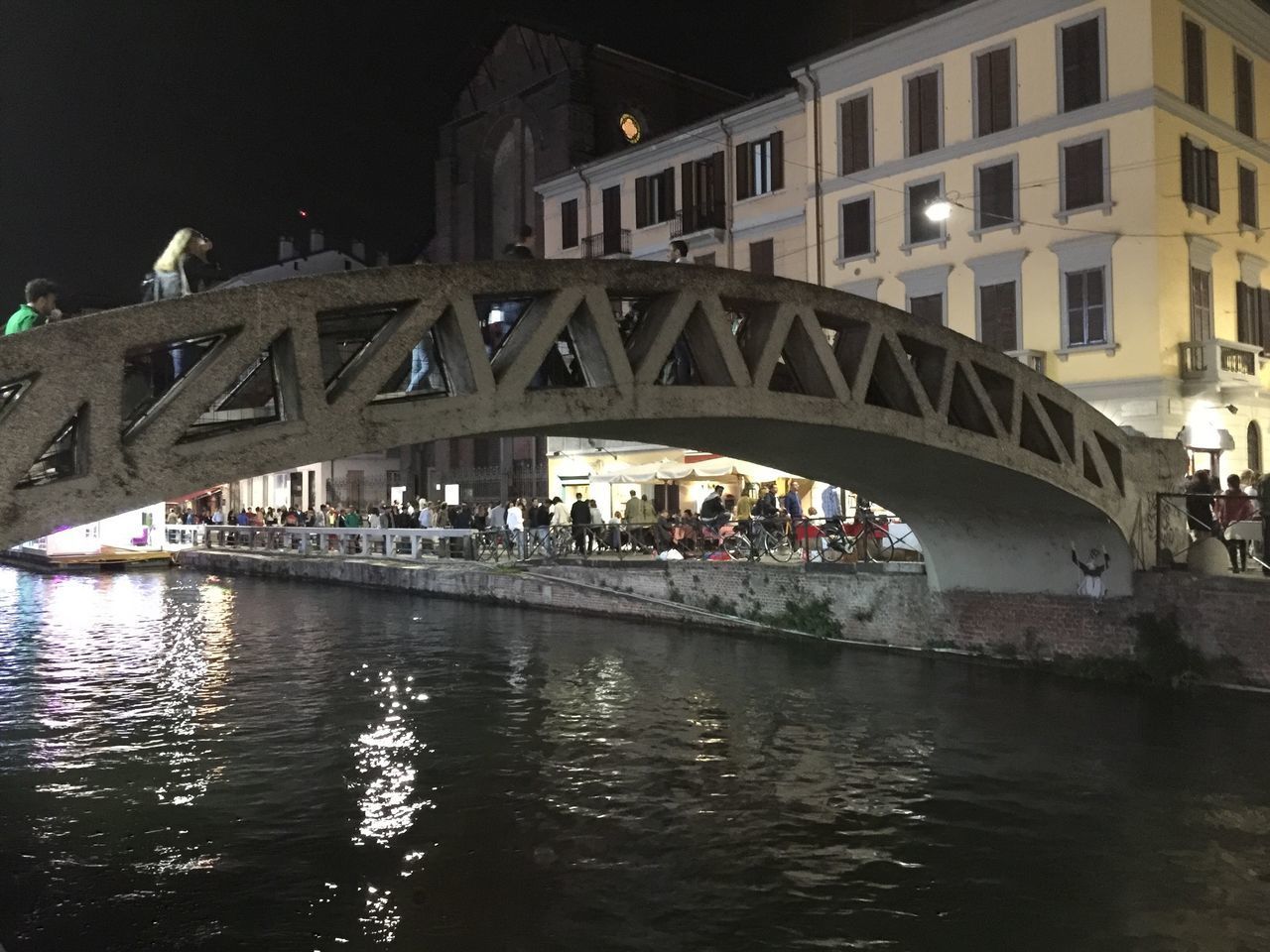 BRIDGE OVER CITY AT NIGHT