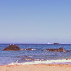 Scenic view of sea against clear sky