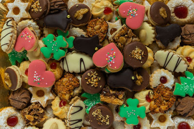 High angle view of cookies