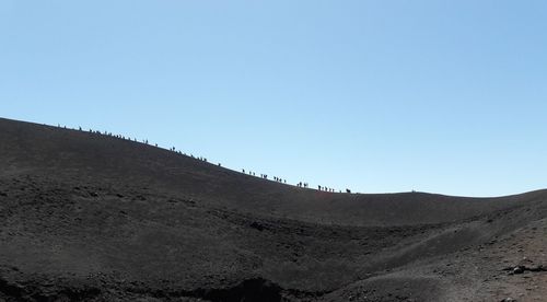 Scenic view of landscape against clear blue sky