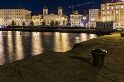 Skyline of trieste. atmospheric light at night. italy