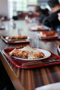 Close-up of food in plate on table