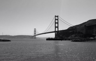 Suspension bridge over river