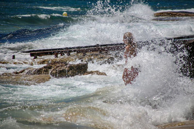 Water splashing in sea