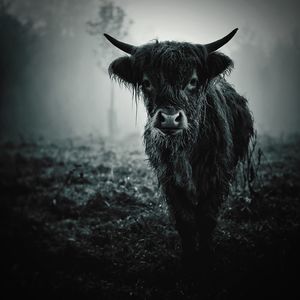 Portrait of cow standing on field